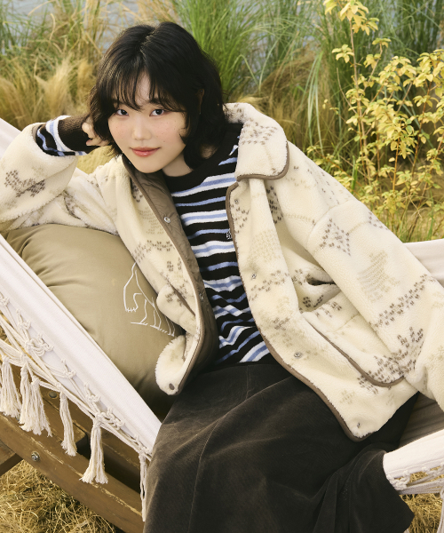 노르디스크 휘게 노르딕패턴 플리스 자켓 - W_Beige_OWW26113E2