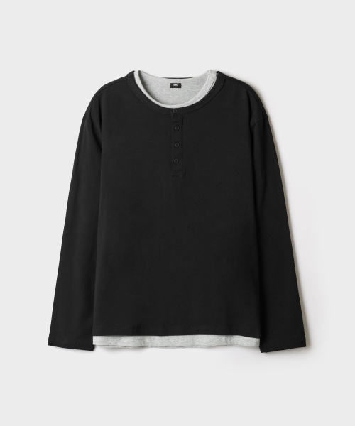 Henley Neck Layered Long-Sleeve Tee_SPLWG49M62