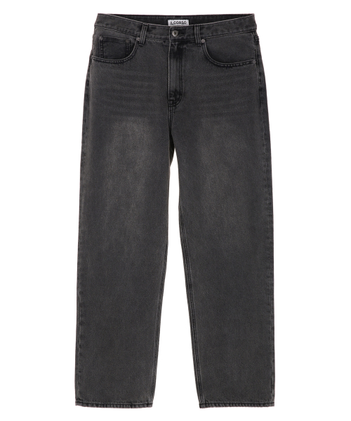 Washed Tapered Denim Pants Black