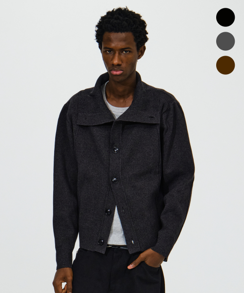 High Neck Zip-Up Cropped Knit Jacket [4 Colors]