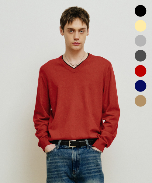 Layered Vneck Knit [7Color]