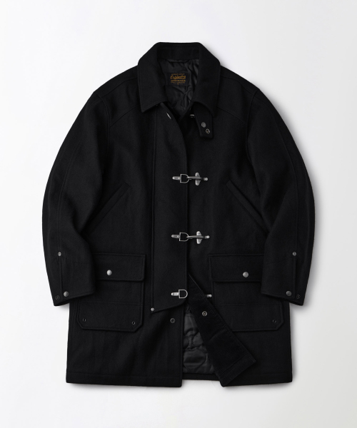 MELTON WOOL FIREMAN COAT_BLACK