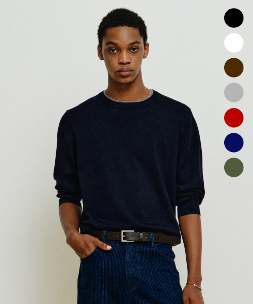 Layered Round Neck Knit [7Color]