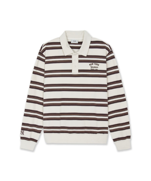 Basic Stripe Collar Button Sweatshirts