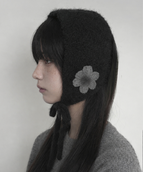 Flower Knit Ear Warmer - Black
