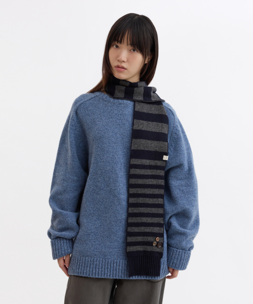 MULTICOLOR WOOL RAGLAN OVERSIZED KNIT, BLUE — Main product photo