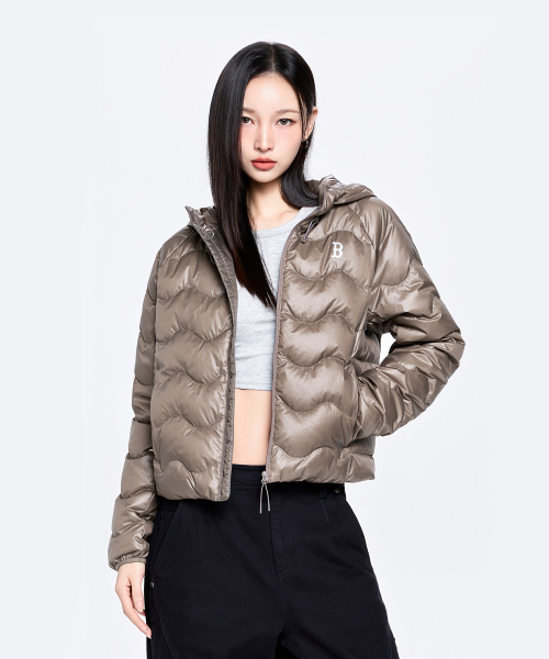 WomenS Gorpcore Wave Quilt Hood Light Down Jkt
