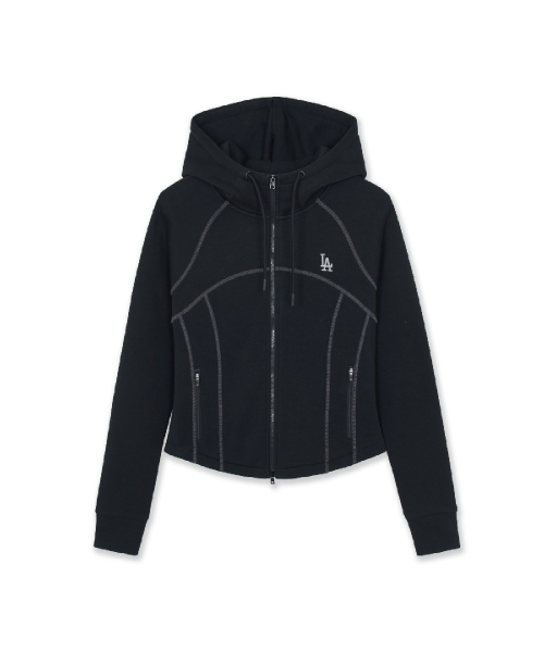 WomenS Basic Sportive Seam Hood Zip Up