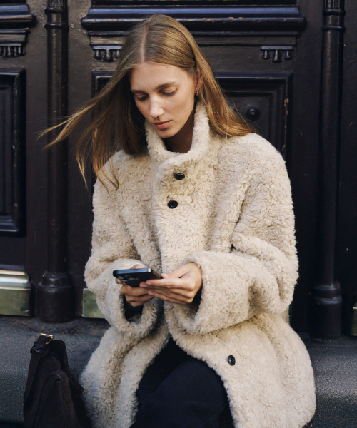 라메레이 Wool High-Neck Half Fur Coat[LMBFWICT720]-Beige