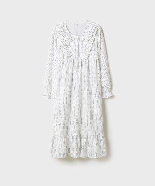 [COMFORT] Frilled Long-Sleeve One-Piece Pajamas_SPLOG49A09