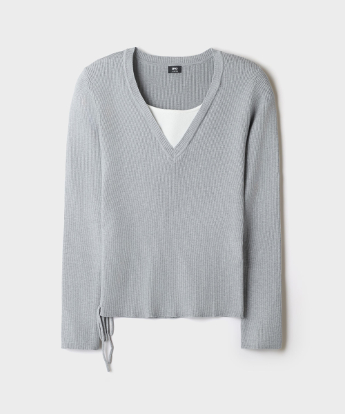 SOFT YARN Layered Shirred Knit_SPKWG49W08