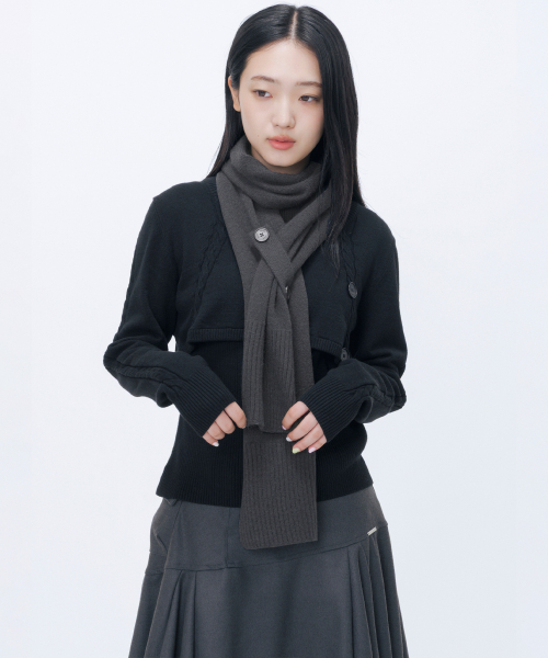 미세키서울 Belted detail knit muffler GREY