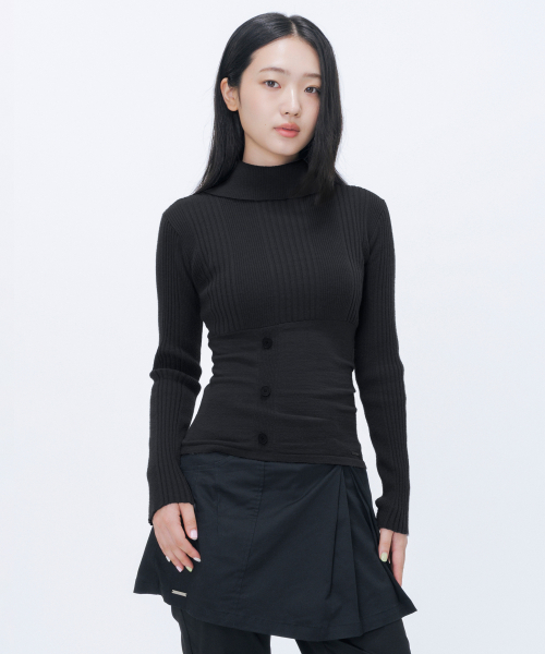 미세키서울 Back placket knit BLACK