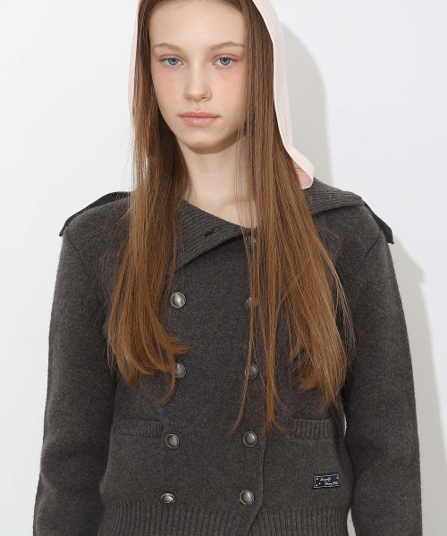 New School Knit Double Jacket Dark Gray