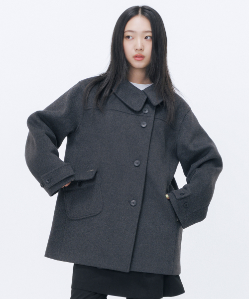 미세키서울 Big collar button coat CHARCOAL