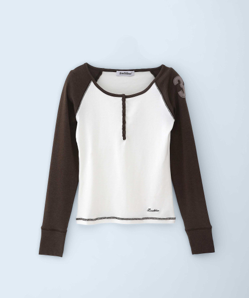 Class Henley Neck Long Sleeve Brown