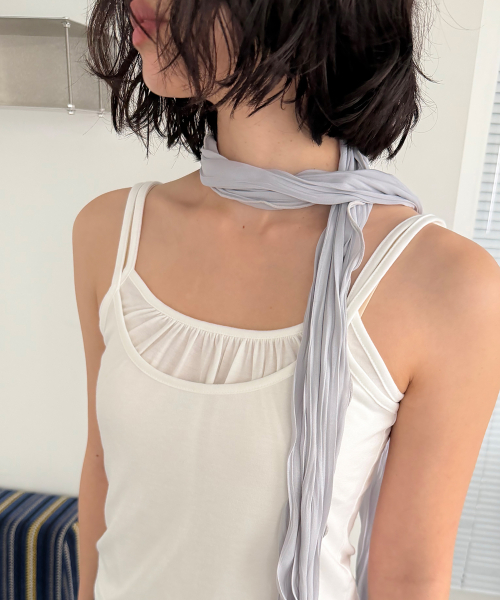 [slim] soft wrinkle long scarf - silver grey