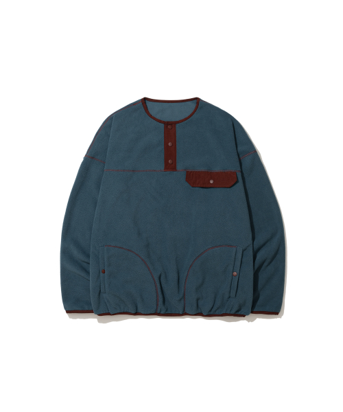앵글런 Two-Tone Fleece Pullover - Blue