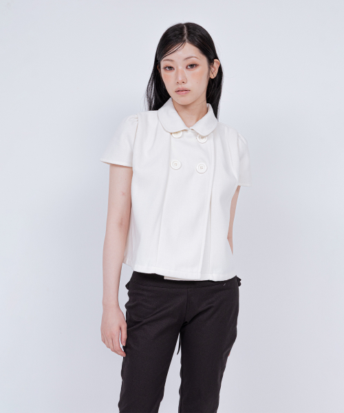 WOOL DOUBLE BUTTON SHORT CREAM WHITE