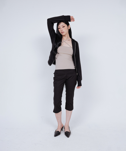 DOUBLE STRAP CROSS TANK BEIGE