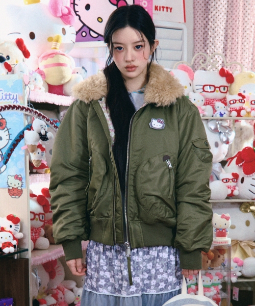 HELLO KITTY BOMBER JACKET [KHAKI]