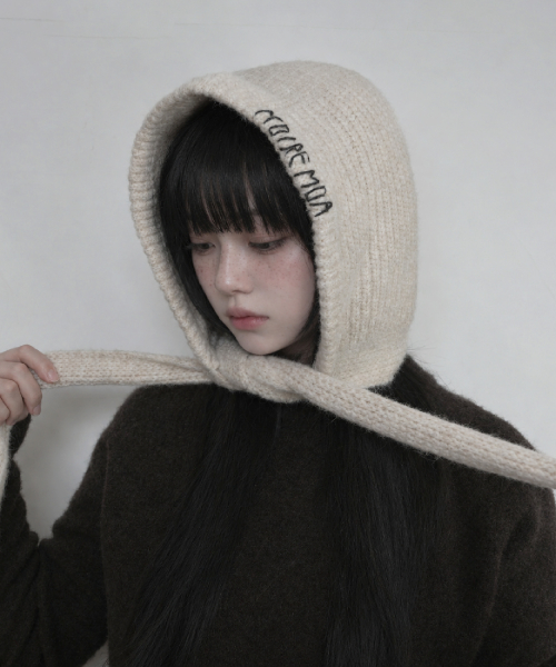 Stitch Hoodie Muffler-Ivory