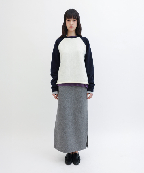 HEATHER RAGLAN KNIT - NAVY — Main product photo
