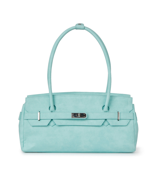 FAUX SUEDE TWO-WAY BAG IN ICE BLUE