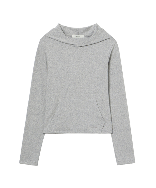 BASIC SLIM HOODIE IN MELANGE GREY