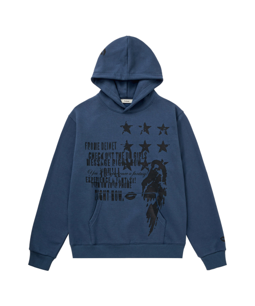 TURN ON YOUR PHONE SPRAY HOODIE IN BLUE
