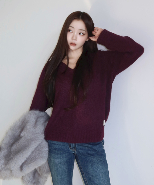 BOCA WOOL V KNIT (DARK PURPLE)