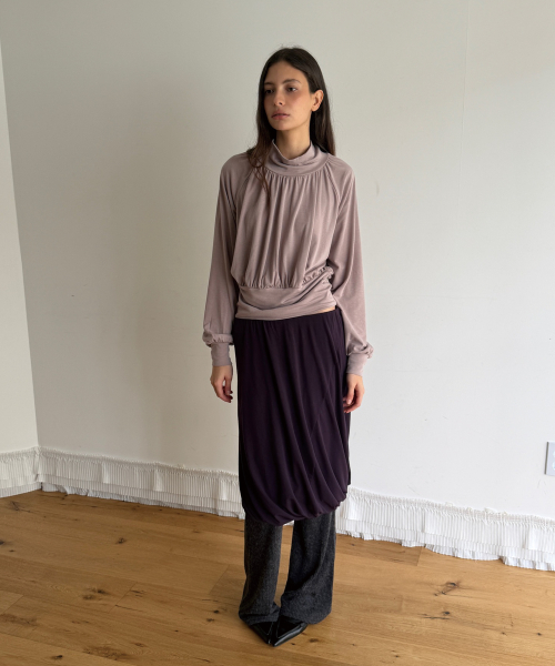 OFFSET MIDI SKIRT (VIOLET)