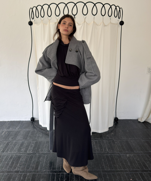 DRAPE MAXI SKIRT (CHARCOAL)