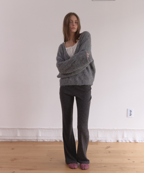WARM KNIT BOOTCUT PANTS (CHARCOAL)