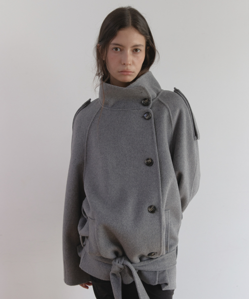 WOOL HANDMADE HALF COAT (MELANGE GREY)
