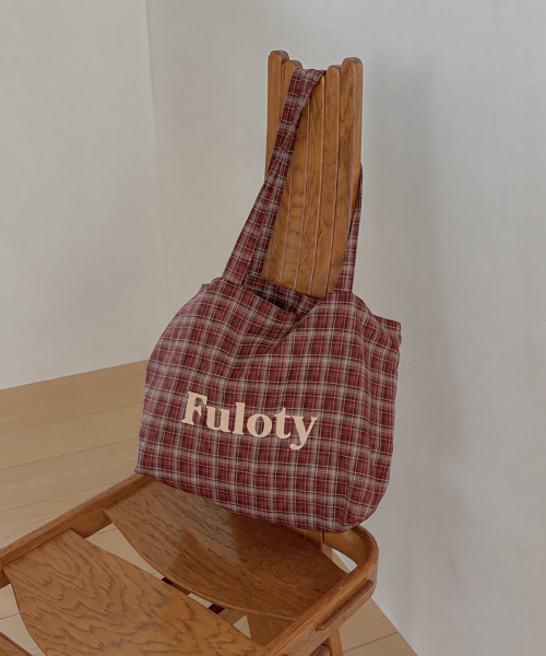 풀로티 Check eco bag burgundy