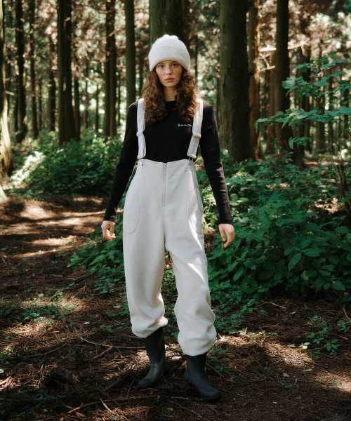 그린버터 Fleece Zip Overall Pants (Stone Beige)