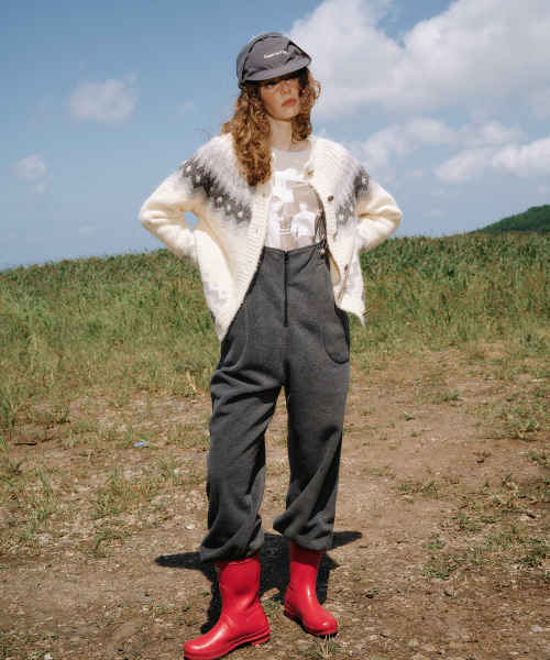 그린버터 Fleece Zip Overall Pants (Charcoal)