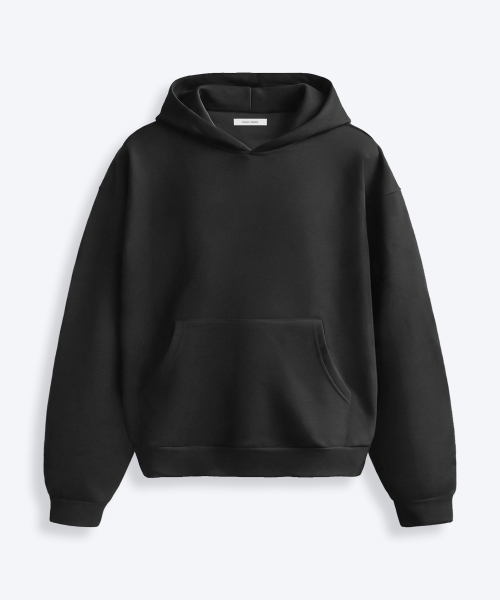 헤비 크롭 루즈핏 스웨트 후드 ( 블랙 ) — Main product photo