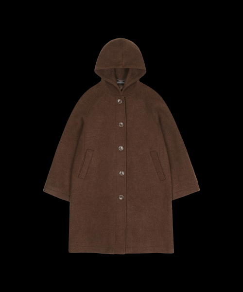038 HOODED LONG COAT BROWN