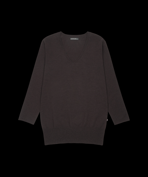 038 V-NECK KNIT ONE PIECE BROWN
