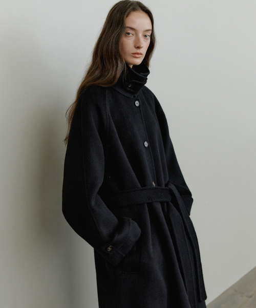 노운베러 Balmacan handmade wool Coat [KNFW08CT04]_Black