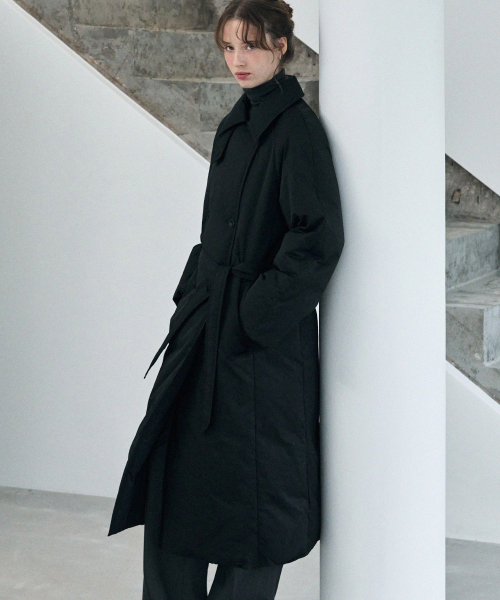 드로우핏 우먼 벨티드 덕 다운 더블 롱 코트 [BLACK]