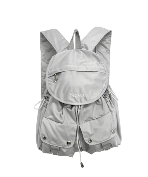 Grey round pocket backpack