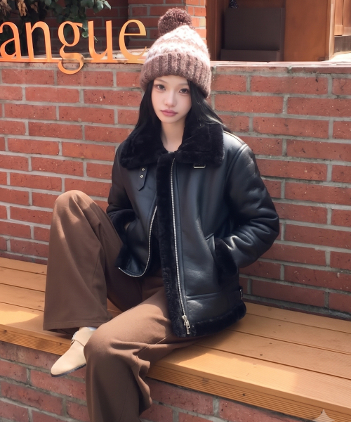엔티비씨 2Way 우먼 시어링 무스탕 자켓 [블랙]