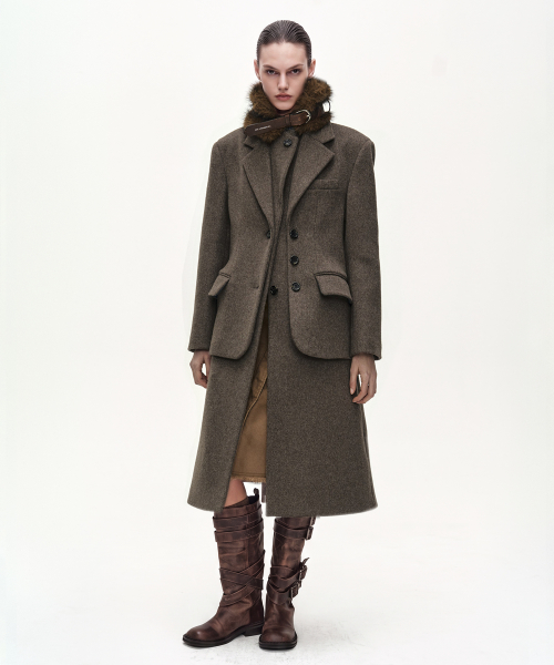 앤더슨벨 BLAZER LAYERED 26 COAT (BROWN)