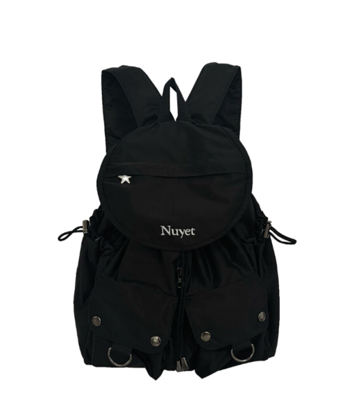 Black round pocket backpack