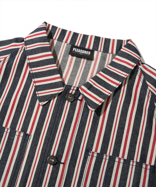 pleasures striped denim utility jacket