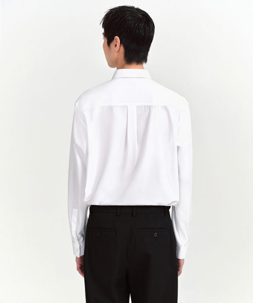 Relaxed Fit Silky Shirt [White] thumbnail 3