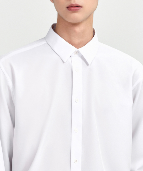 Relaxed Fit Silky Shirt [White] thumbnail 4
